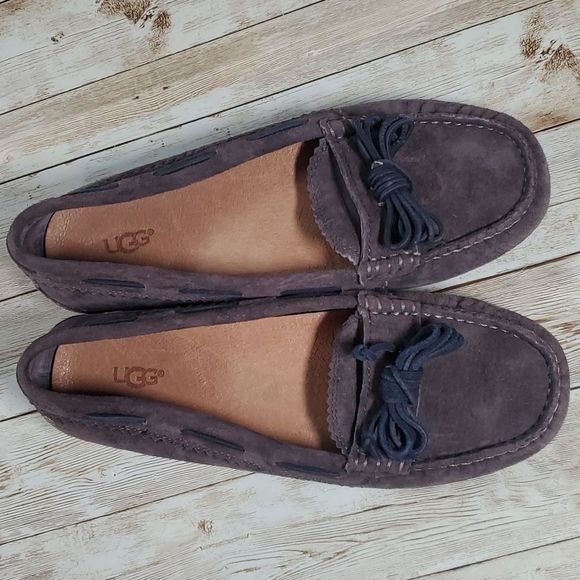 UGG Australia Meena II Moccasin Driving Loafers Slippers Grey & Blue Size 6 - Picture 8 of 10